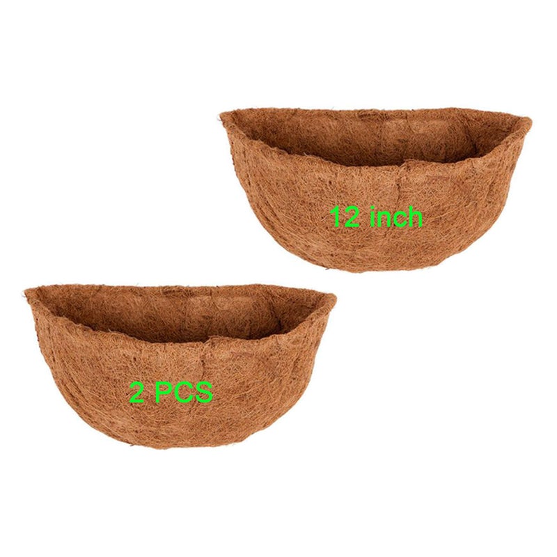 Frillybutts 2 PCS Half Basket Coco Liners 12"" Half Circle Wall Moon Planter Coco Fiber Replacement Liners for Wall Hanging Baskets - Image 1
